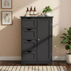 Black Bathroom Storage Cabinet with 4 Drawers and 1 Door