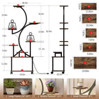 JVNOXK Support de Plante d'Angle de 157 cm de Haut avec Lumières, pour Plantes d'Intérieur, Étagère à Fleurs à 8 Niveaux, Étagère Décorative en Forme de S pour Salon, Noir
