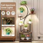 JVNOXK Support de Plante d'Angle de 157 cm de Haut avec Lumières, pour Plantes d'Intérieur, Étagère à Fleurs à 8 Niveaux, Étagère Décorative en Forme de S pour Salon, Noir