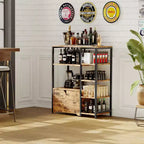 Mini-bar à café – Étagère d'angle autoportante à 32 étagères et buffet avec portes, meuble de rangement à cadre métallique pour cuisine, bureau