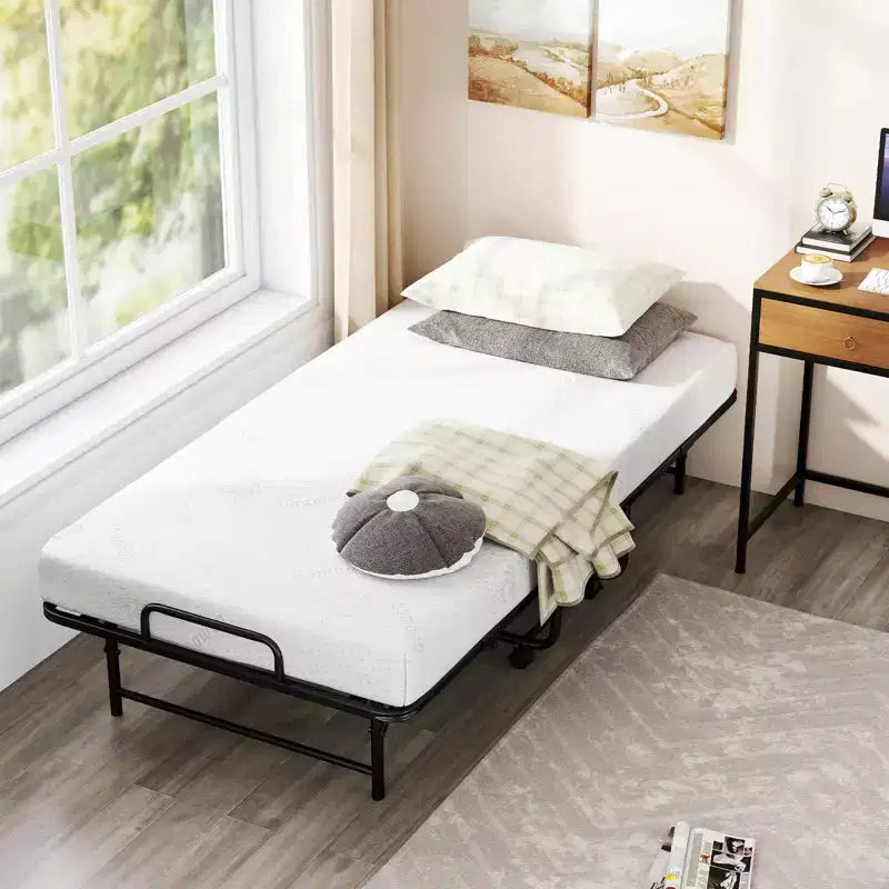 Lit pliant double Costway avec matelas de 5 pouces, matelas en mousse à mémoire de forme et cadre à lattes métalliques