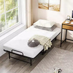 Lit pliant double Costway avec matelas de 5 pouces, matelas en mousse à mémoire de forme et cadre à lattes métalliques
