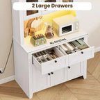 Armoire de cuisine haute de 66 po avec lumières DEL et station de recharge, armoire de rangement de cuisine, buffet de cuisine, bar à café avec tiroirs de rangement