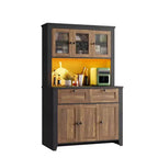 Armoire de cuisine haute de 66 po avec lumières DEL et station de recharge, armoire de rangement de cuisine, buffet de cuisine, bar à café avec tiroirs de rangement