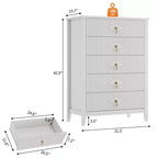 Commode à 5 tiroirs cannelés de 42,9 po de haut, commode en bois au design moderne ondulé avec poignées métalliques pour chambre et à coucher et salon