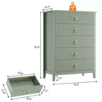 Commode à 5 tiroirs cannelés de 42,9 po de haut, commode en bois au design moderne ondulé avec poignées métalliques pour chambre et à coucher et salon