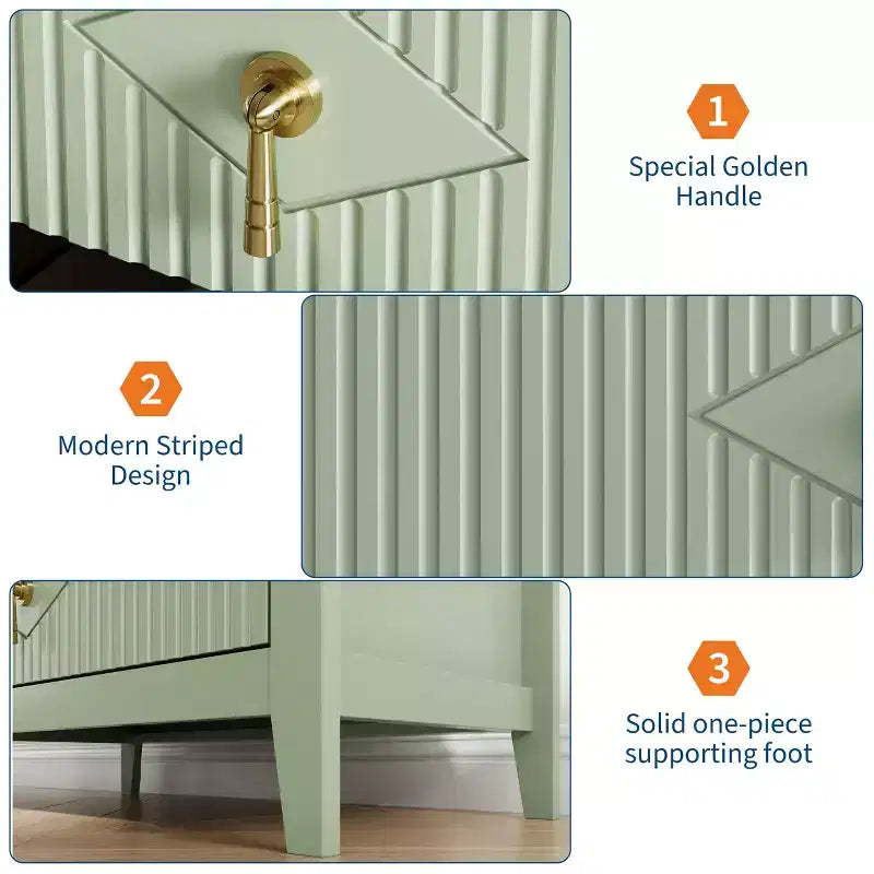 Commode à 5 tiroirs cannelés de 42,9 po de haut, commode en bois au design moderne ondulé avec poignées métalliques pour chambre et à coucher et salon