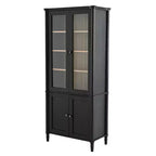 73,25 po H Vitrine vintage, bibliothèque moderne du milieu du siècle avec portes en verre, grain de bois de frêne
