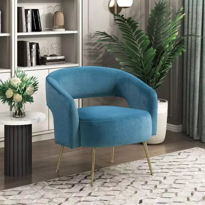 Fauteuil d'appoint moderne en velours GDFStudio avec pieds en métal doré