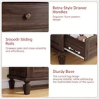 Commode Vintage en Bois à 4 Tiroirs, Poignées Sculptées et Pieds Fuselés, Grand Rangement Chambre, Marron Clair