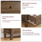 Commode Vintage en Bois à 4 Tiroirs, Poignées Sculptées et Pieds Fuselés, Grand Rangement Chambre, Marron Clair