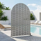 Panneaux de clôture autoportants Dovelina 72H x 47W en métal arqué pour extérieur, gris clair/marron, pour jardin, patio, terrasse, cour