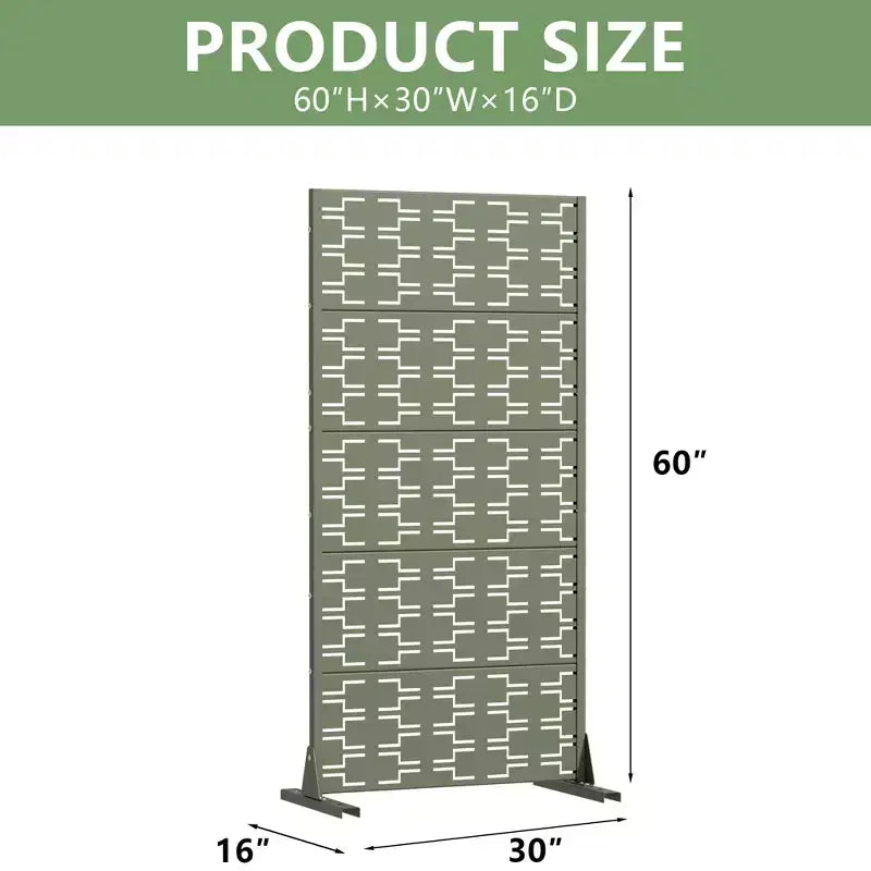 Panneau de clôture autoportant Dovelina Outdoor Metal Privacy Screen pour jardin, patio, terrasse, cour 72H x 35W/47W/70W/94W, 59H x 30W/60W