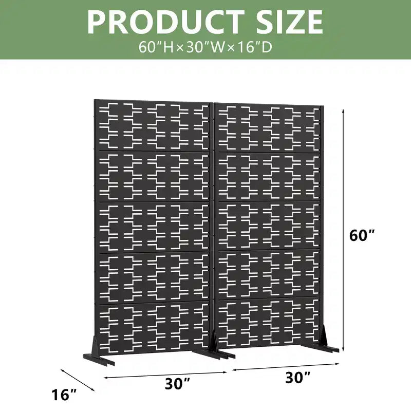 Panneau de clôture autoportant Dovelina Outdoor Metal Privacy Screen pour jardin, patio, terrasse, cour 72H x 35W/47W/70W/94W, 59H x 30W/60W