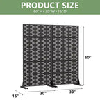 Panneau de clôture autoportant Dovelina Outdoor Metal Privacy Screen pour jardin, patio, terrasse, cour 72H x 35W/47W/70W/94W, 59H x 30W/60W