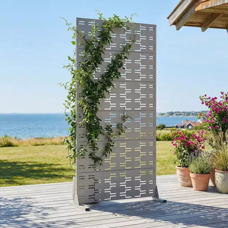 Panneau de clôture autoportant Dovelina Outdoor Metal Privacy Screen pour jardin, patio, terrasse, cour 72H x 35W/47W/70W/94W, 59H x 30W/60W