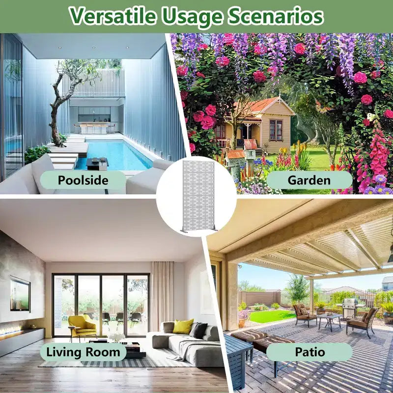 Panneau de clôture autoportant Dovelina Outdoor Metal Privacy Screen pour jardin, patio, terrasse, cour 72H x 35W/47W/70W/94W, 59H x 30W/60W