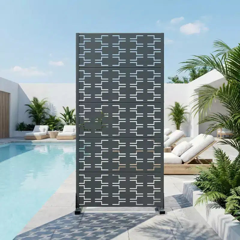 Panneau de clôture autoportant Dovelina Outdoor Metal Privacy Screen pour jardin, patio, terrasse, cour 72H x 35W/47W/70W/94W, 59H x 30W/60W