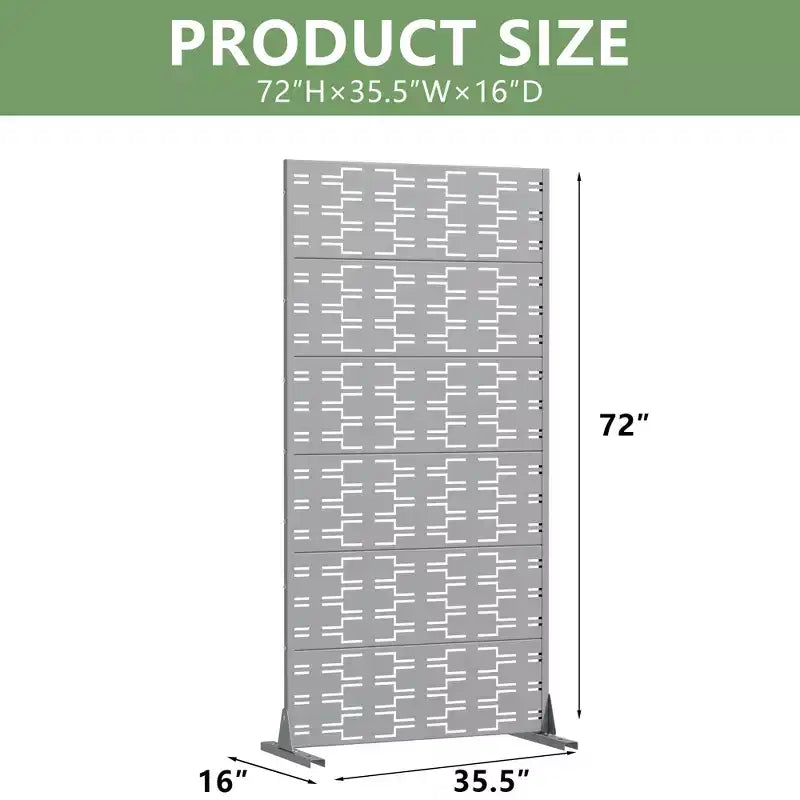 Panneau de clôture autoportant Dovelina Outdoor Metal Privacy Screen pour jardin, patio, terrasse, cour 72H x 35W/47W/70W/94W, 59H x 30W/60W