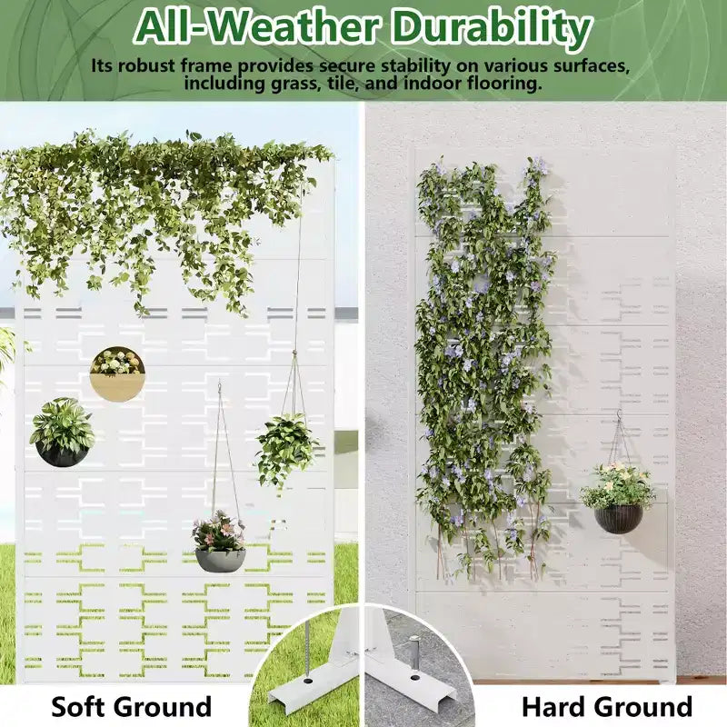 Panneau de clôture autoportant Dovelina Outdoor Metal Privacy Screen pour jardin, patio, terrasse, cour 72H x 35W/47W/70W/94W, 59H x 30W/60W