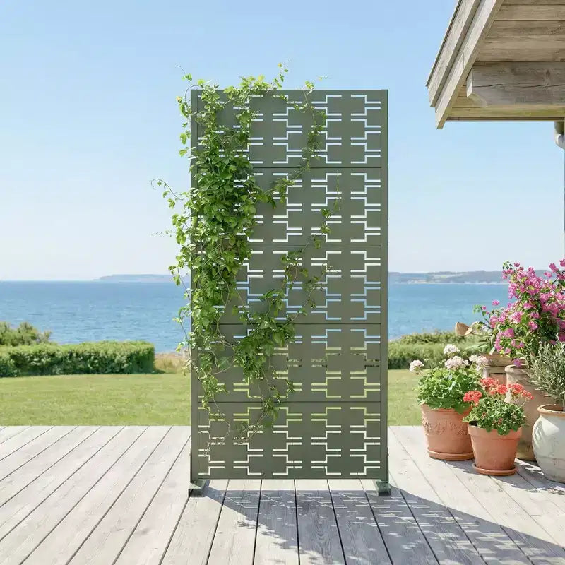 Panneau de clôture autoportant Dovelina Outdoor Metal Privacy Screen pour jardin, patio, terrasse, cour 72H x 35W/47W/70W/94W, 59H x 30W/60W