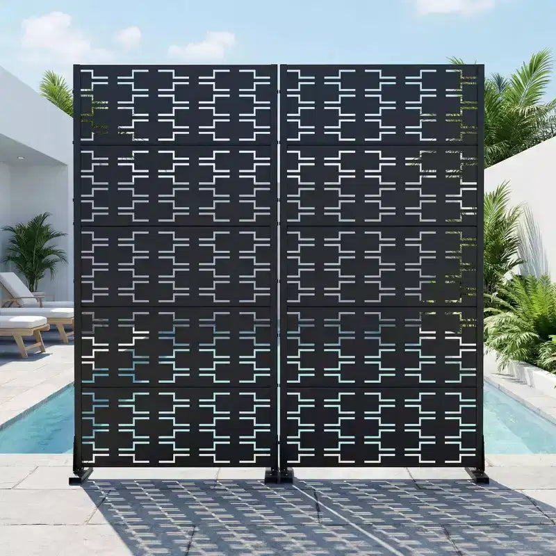 Panneau de clôture autoportant Dovelina Outdoor Metal Privacy Screen pour jardin, patio, terrasse, cour 72H x 35W/47W/70W/94W, 59H x 30W/60W
