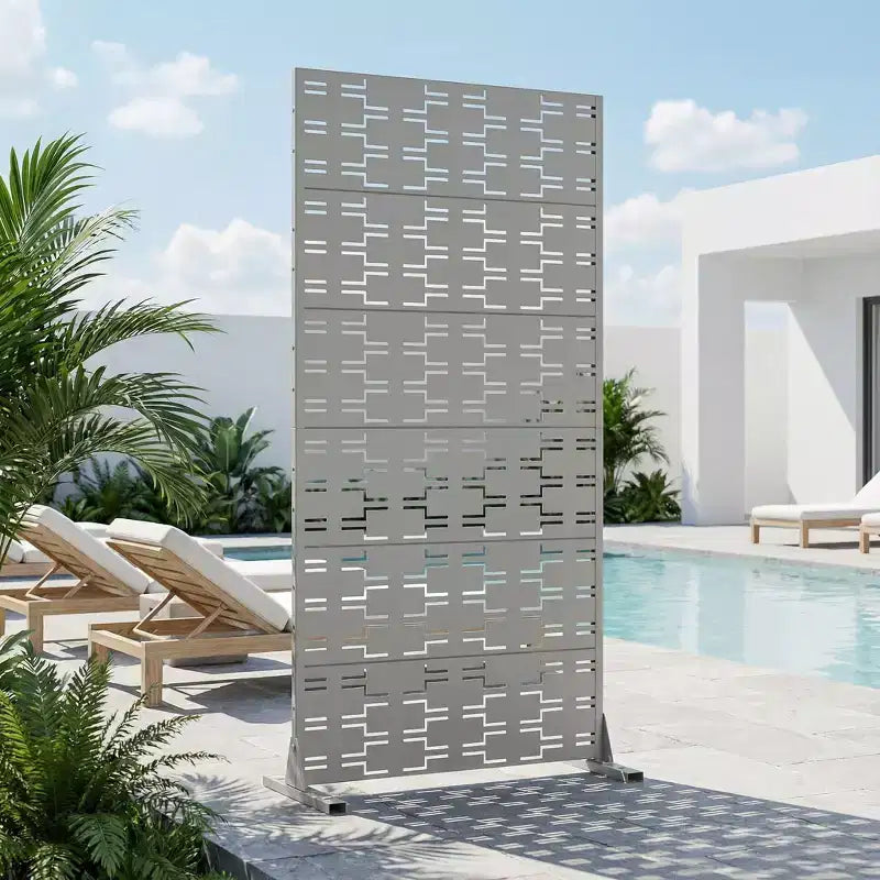 Panneau de clôture autoportant Dovelina Outdoor Metal Privacy Screen pour jardin, patio, terrasse, cour 72H x 35W/47W/70W/94W, 59H x 30W/60W