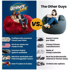 Pouf géant Ultimate Sack de 152 cm en mousse, housse lavable en fausse fourrure, couleur rouge