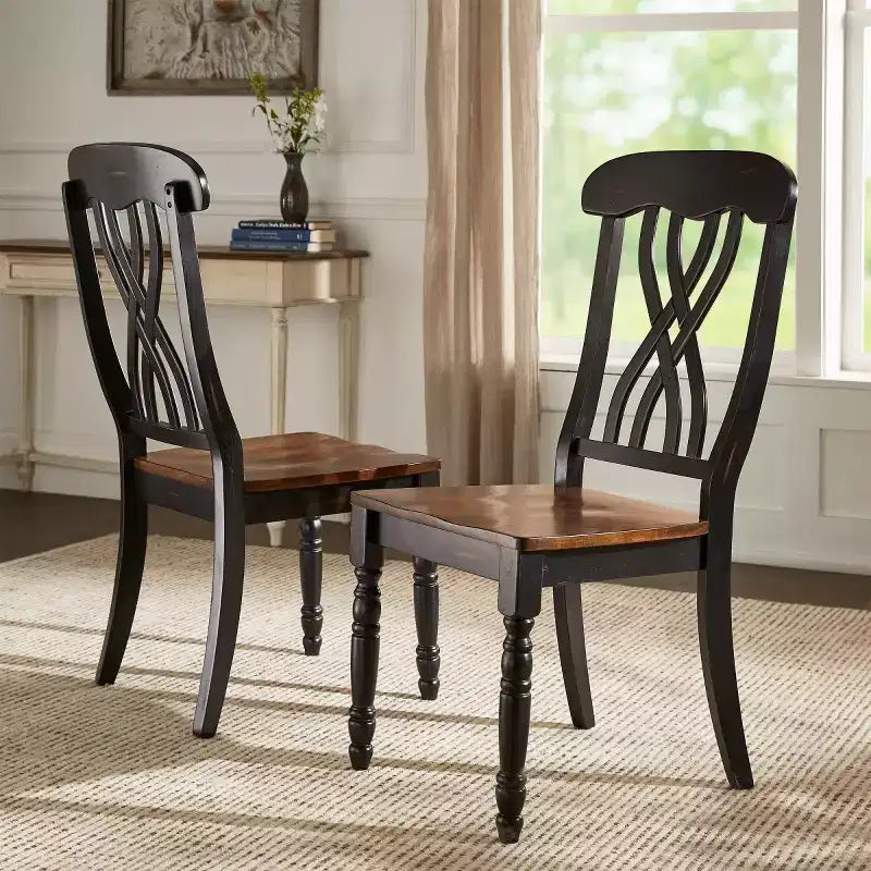 Chaises de salle à manger Ohana bicolores à dossier croisé (lot de 2) - iNSPIREQ