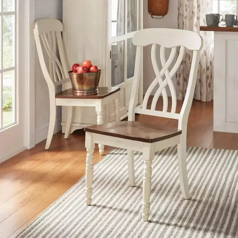 Chaises de salle à manger Ohana bicolores à dossier croisé (lot de 2) - iNSPIREQ