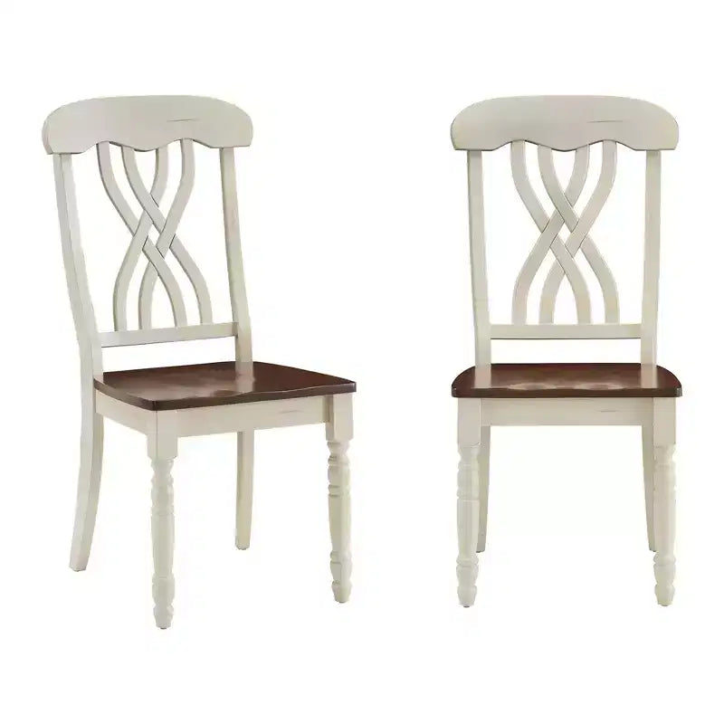 Chaises de salle à manger Ohana bicolores à dossier croisé (lot de 2) - iNSPIREQ
