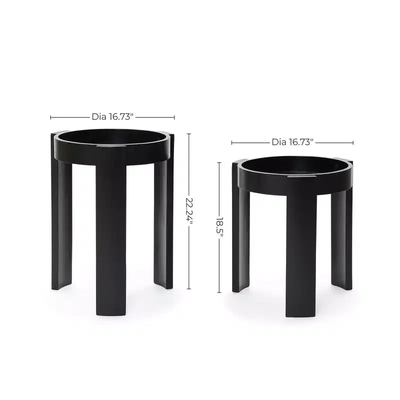 LuxenHome Lot de 2 tables gigognes noires, tables d'appoint rondes modernes et peu encombrantes pour salon, chambre à coucher