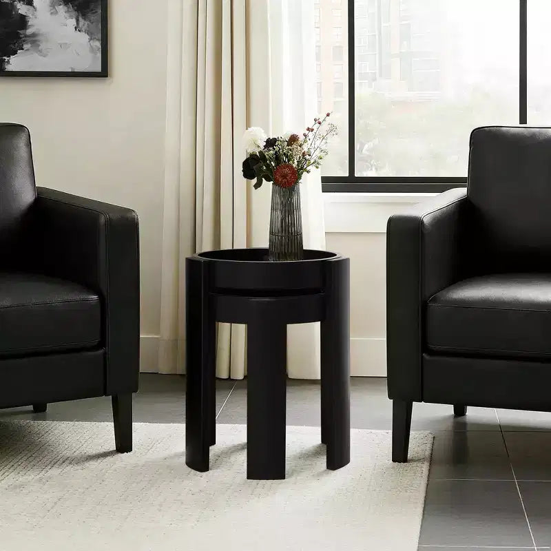 LuxenHome Lot de 2 tables gigognes noires, tables d'appoint rondes modernes et peu encombrantes pour salon, chambre à coucher