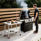 Table en acier inoxydable VEVOR, plan de travail de préparation des aliments de 61 x 76 cm avec roulettes, table de préparation de cuisine avec étagère inférieure réglable, argent