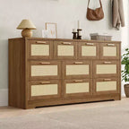 Commode en bois avec poignées métalliques pour salon, couloir, entrée