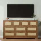 Commode en bois avec poignées métalliques pour salon, couloir, entrée