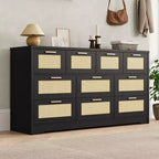 Commode en bois avec poignées métalliques pour salon, couloir, entrée