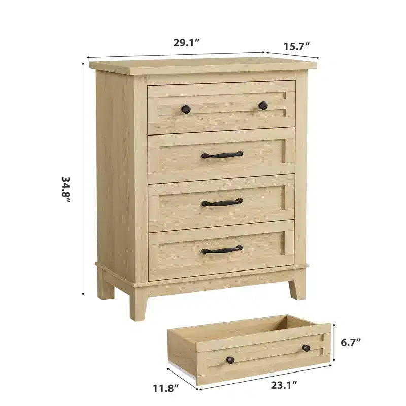 Commode en bois avec poignées métalliques pour salon, couloir, entrée