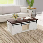 Table basse relevable Acekool avec rangement caché, Table d'appoint de style ferme pour salon