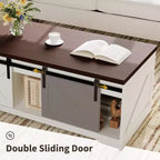 Table basse relevable Acekool avec rangement caché, Table d'appoint de style ferme pour salon