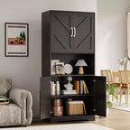 Meuble de rangement haut de cuisine de 178 cm avec étagère ouverte - Armoire de rangement de style ferme à 4 portes avec étagères réglables pour cuisine et salle à manger