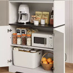 Meuble de rangement haut de cuisine de 178 cm avec étagère ouverte - Armoire de rangement de style ferme à 4 portes avec étagères réglables pour cuisine et salle à manger