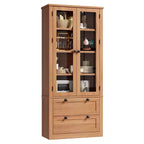 Meuble de rangement de cuisine - Armoire de rangement moderne avec 2 grands tiroirs, des portes vitrées et des étagères réglables
