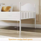 Lit de repos double robuste avec rangement dissimulé, capacité de 158 kg, cadre en métal, tête de lit garnie de bois, aucun sommier tapissier requis