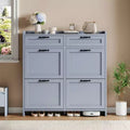 Shoe Cabinet, Shoe Storage Cabinet  4 Flip Drawers & 2 Top Drawers, Wooden Organizer with Adjustable Shelf, Freestanding Hidden Storage