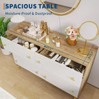 Commode en bois rustique à 6 tiroirs de 120 cm de large avec poignées barre, meuble de rangement pour chambre, salon et couloir
