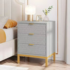 Lantine Modern Nightstand with 3 Drawers, White Bedside Table for Bedroom, Sofa Side End Table with Storage Drawers