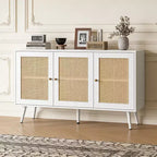 Buffet en rotin de 47,2 po avec 3 portes pour cuisine, salon, entrée, salle à manger