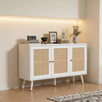 Buffet en rotin de 47,2 po avec 3 portes pour cuisine, salon, entrée, salle à manger