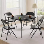 Ensemble table et chaises pliantes portables 5 pièces, table pliante rembourrée en PU et chaises pliantes entièrement métalliques, ensemble table et chaises convenant à la salle à manger